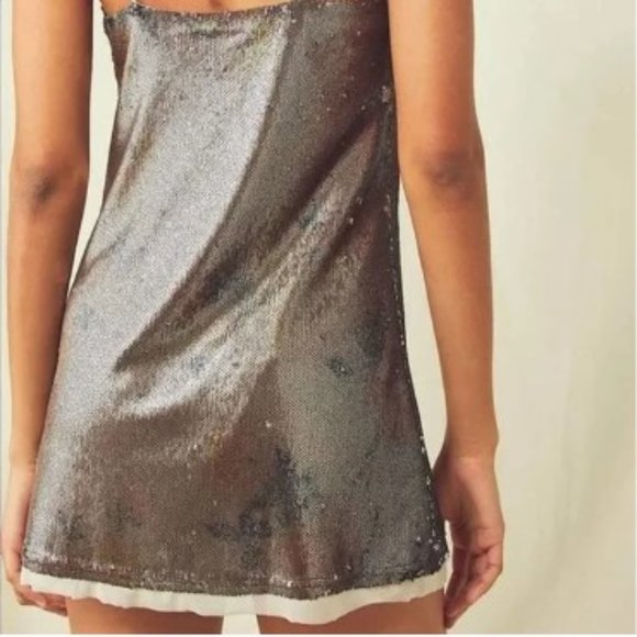 Like New! Free People Sz S Double Take Floral Printed Sequin Slip Mini Dress - Picture 3 of 10